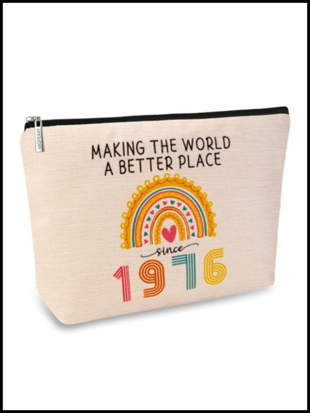 Linen 50th Birthday Gifts Makeup Bag Cosmetic Travel Pouch for Women